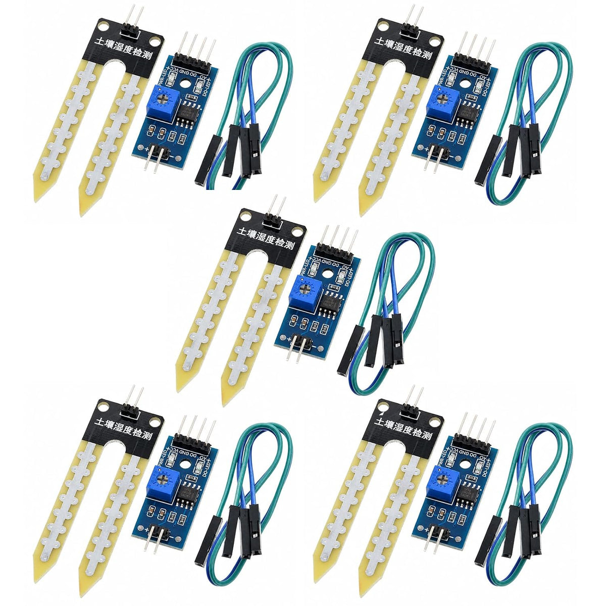 5-Pack Soil Moisture Sensor Module, LM393, Analog Digital
