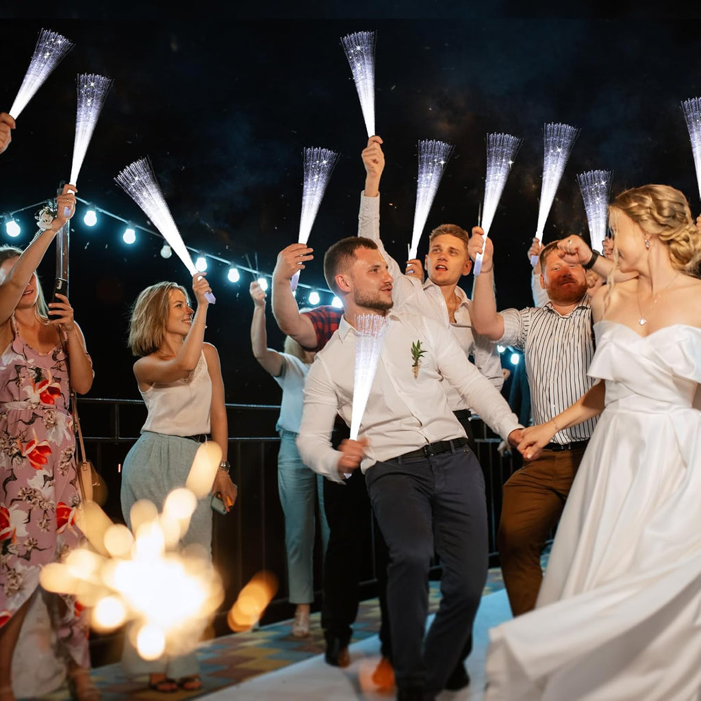 50 Pcs White Fiber Optic Wands, LED Wedding Sparklers