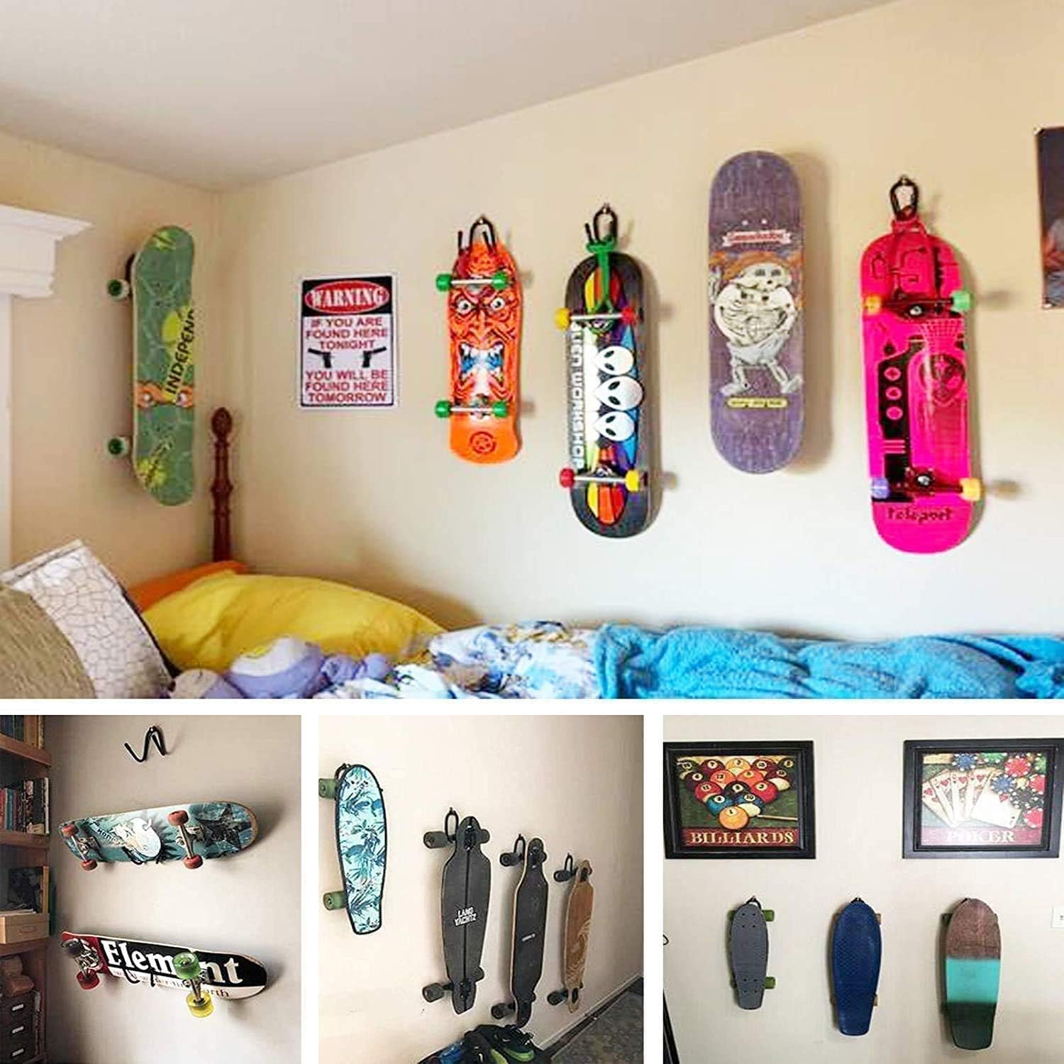 Surfboard Wall Mount Rack, for Ski and Snowboard Storage Rack, Wakeboard Wall Rack Display Mount, Skateboard Wall
