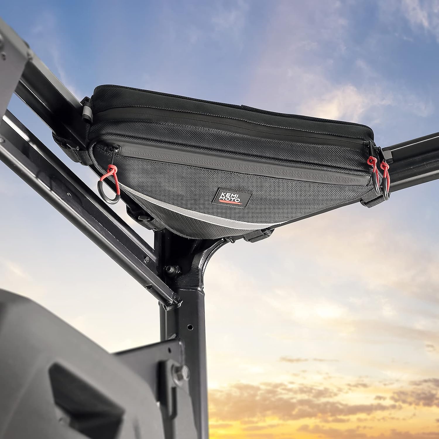 UTV Roll Bar Triangle Storage Bag, Water Resistant Universal Roof/Door/Side Armrest Bag Compatible with Most UTV