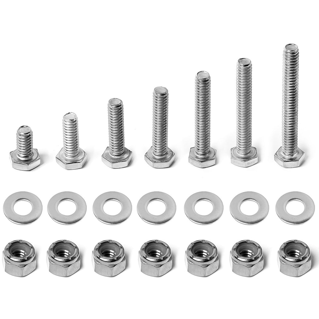 Stainless Steel 1/4-20 Hex Bolt Assorted with Nylon Insert Lock Nut Washer