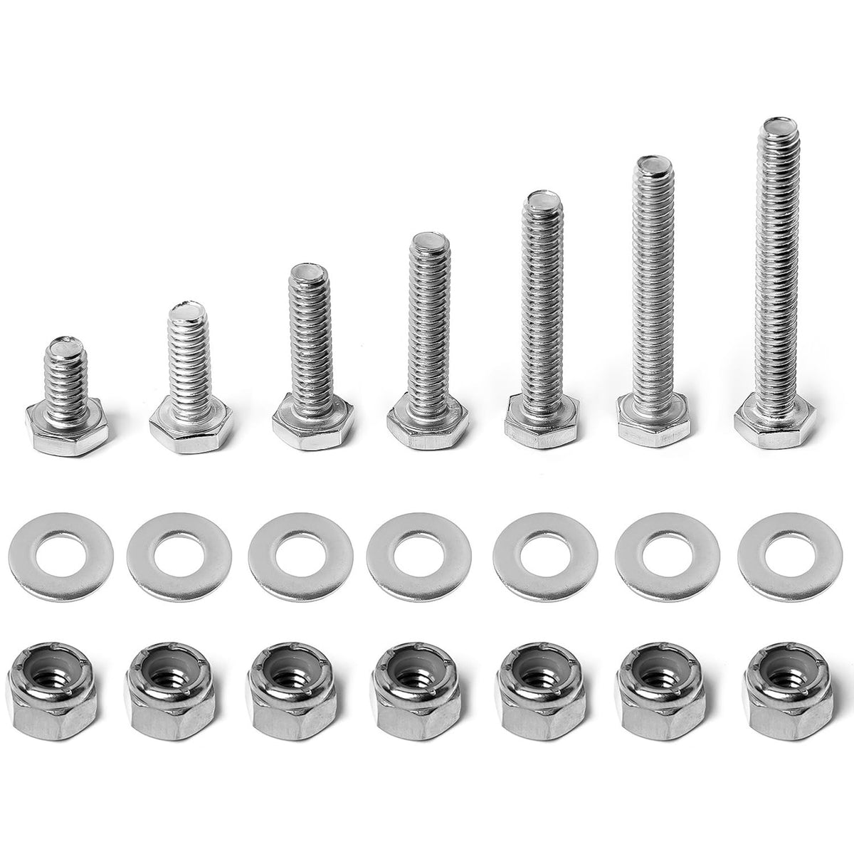 Stainless Steel 1/4-20 Hex Bolt Assorted with Nylon Insert Lock Nut Washer
