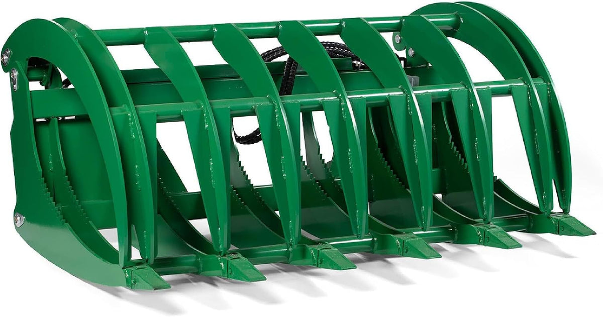 Extreme Root Grapple Rake Attachment, Global Euro Connection, Heavy-Duty Rake Attachment, Twin 3,000 PSI Cylinders