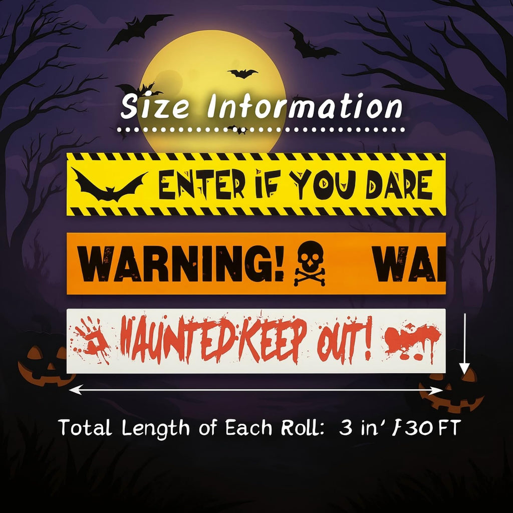 3 Pack Halloween Caution Tape 3 Inch x 90 Ft
