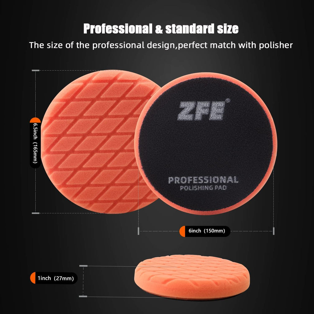 Buffing Polishing Pads, ZFE 7Pcs 6"(150mm) Waffle Foam Buffing Pads Polishing Pads Wool Pad Kit for 6Inch Backing