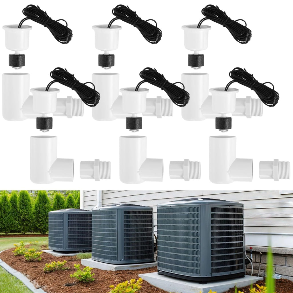 6 Pcs SS2 L-Shape AC Float Switches, 3/4 in Adapter, 6 ft Wire for HVAC
