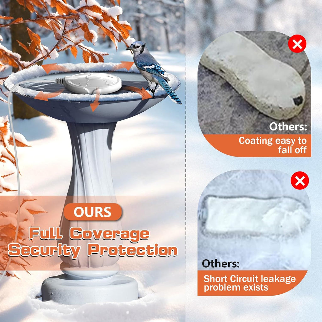 120W Bird Bath Heater for Outdoors in Winter, Birdbath Heater, White