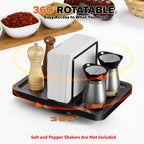 Rotating Napkin Holder for Table with Salt Pepper Shakers Caddy, Black