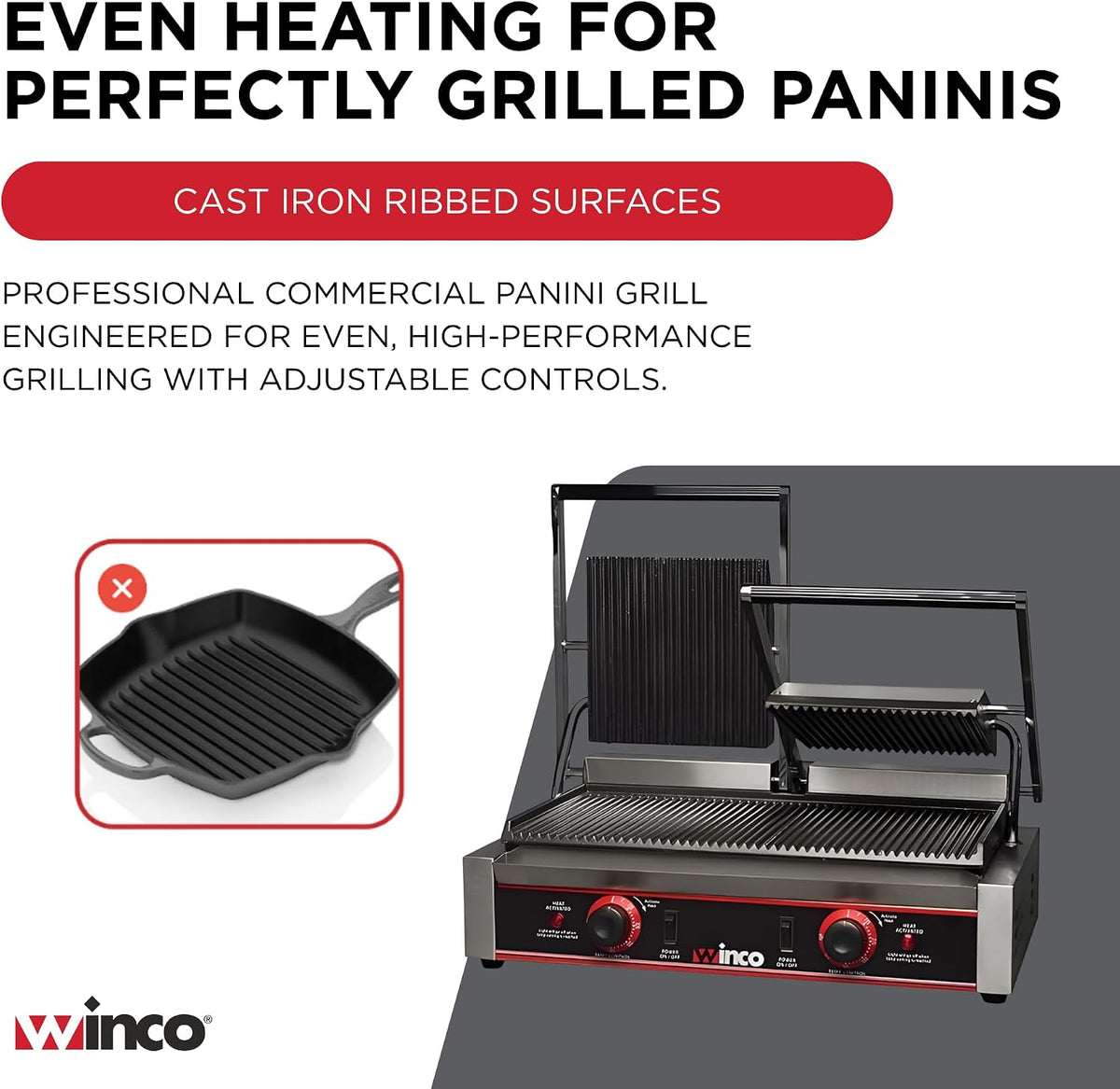 9" Double Commercial-Grade Panini Grill Press