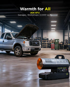 80,000 BTU Kerosene Forced Air Heater, Compact Portable Design, LED Thermostat Control, Quiet High-Efficiency