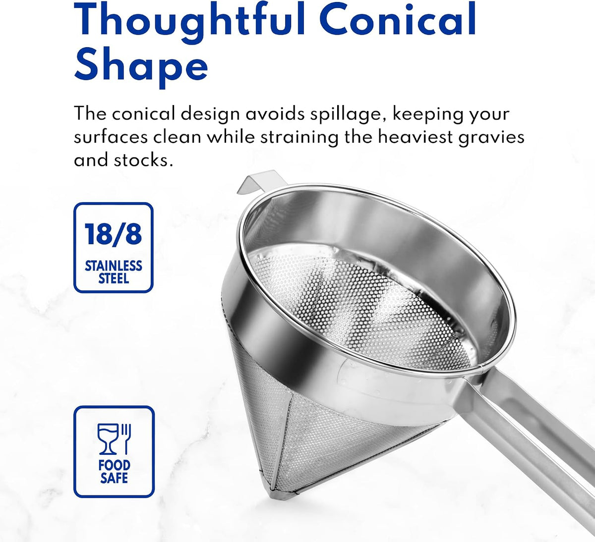34257 Stainless Steel China Cap Strainer, 8-Inch