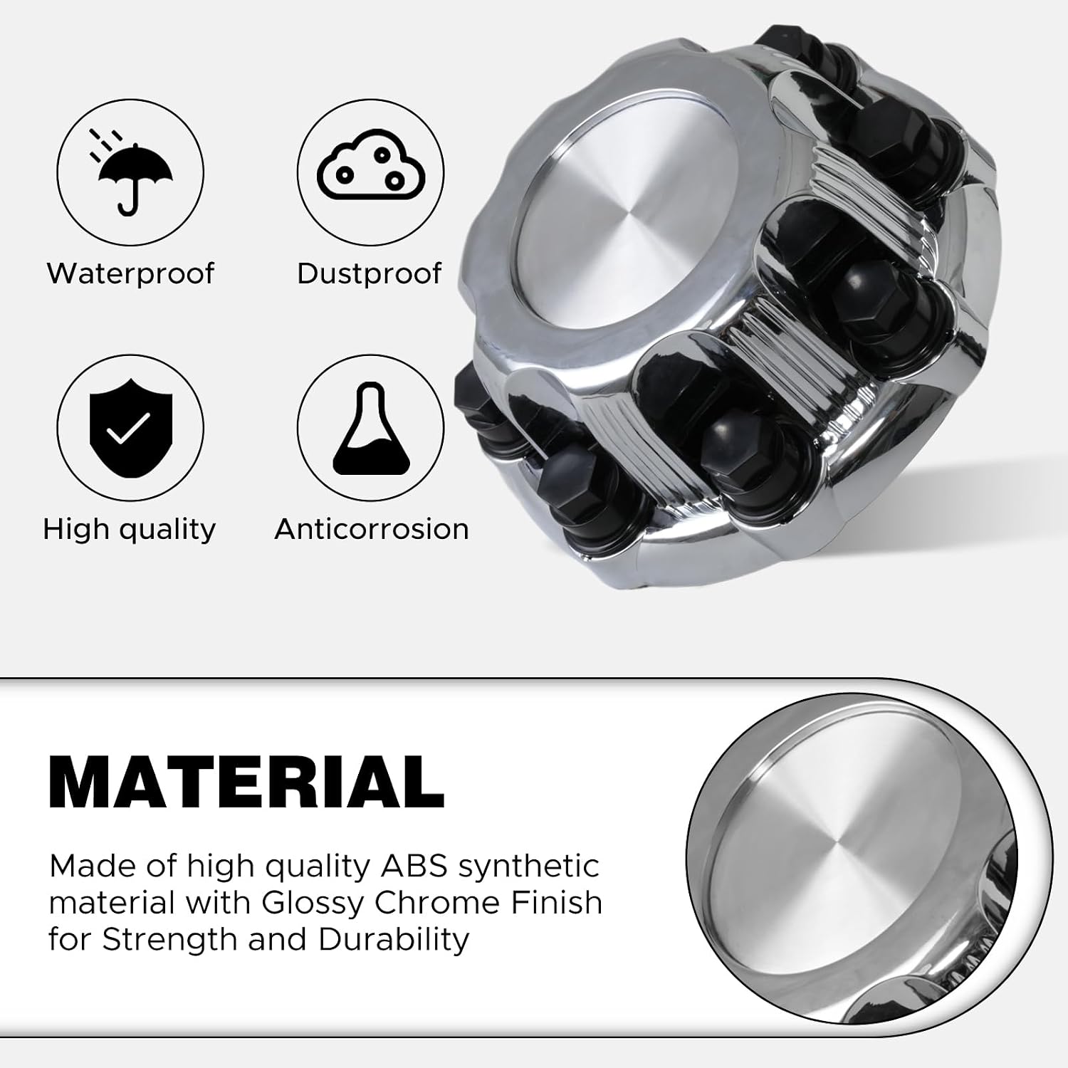 (Set of 4) Chrome Wheel Center Caps 8 Lugs Fit for Select Van | 16 Inch & Truck - Replacement 15039489, 15039488