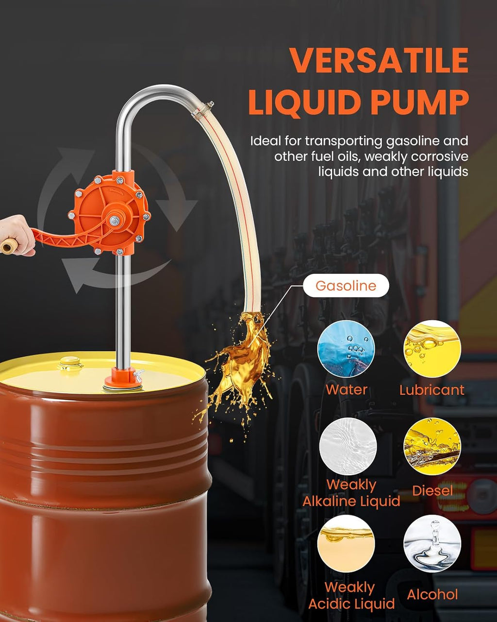 Poafamx 55 Gallon Manual Drum Pump, 304 Stainless Steel Barrel Pump