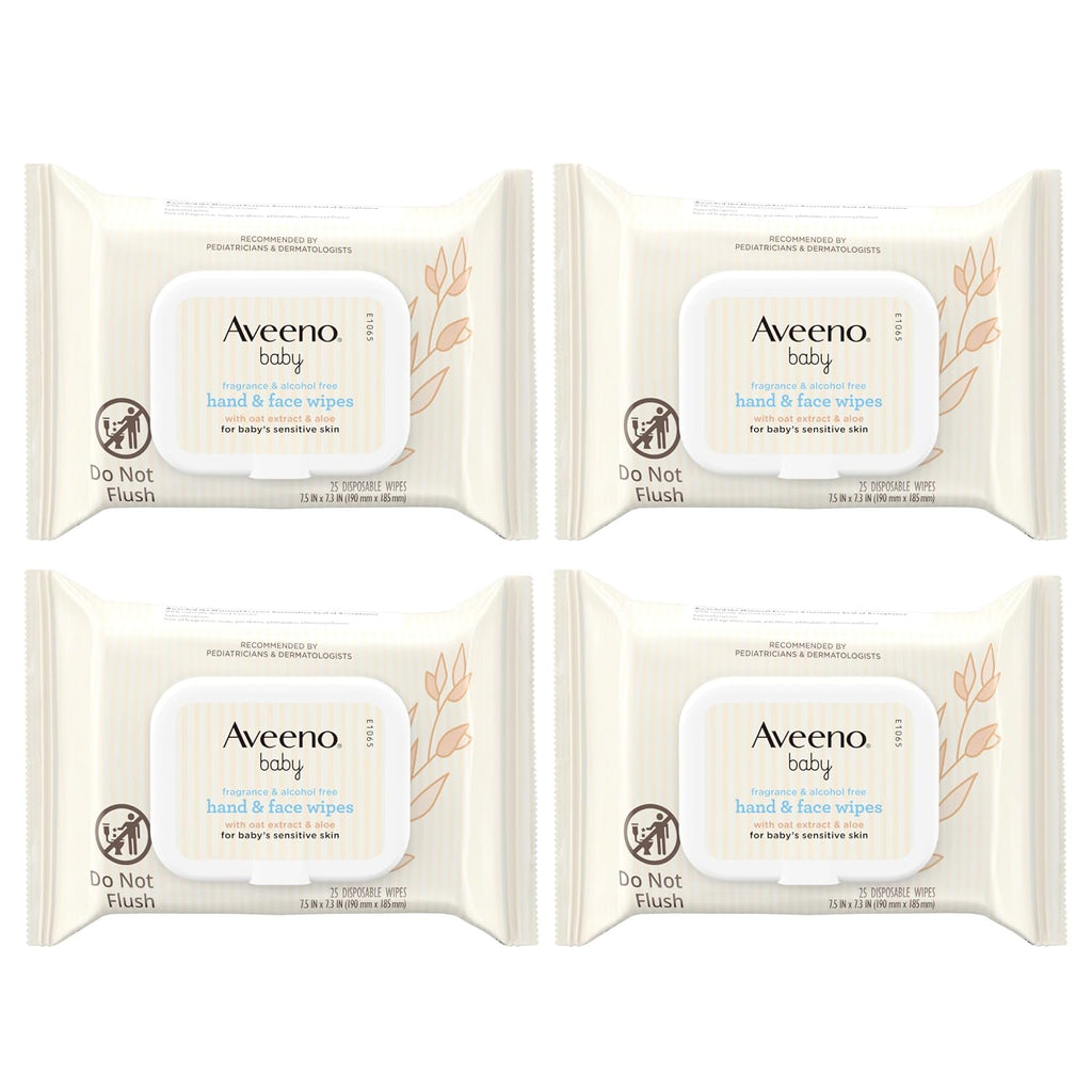 Fragrance-Free Hand & Face Wipes with Oat Extract & Aloe, Cleansing & Moisturizing Baby Wipes for Sensitive Skin