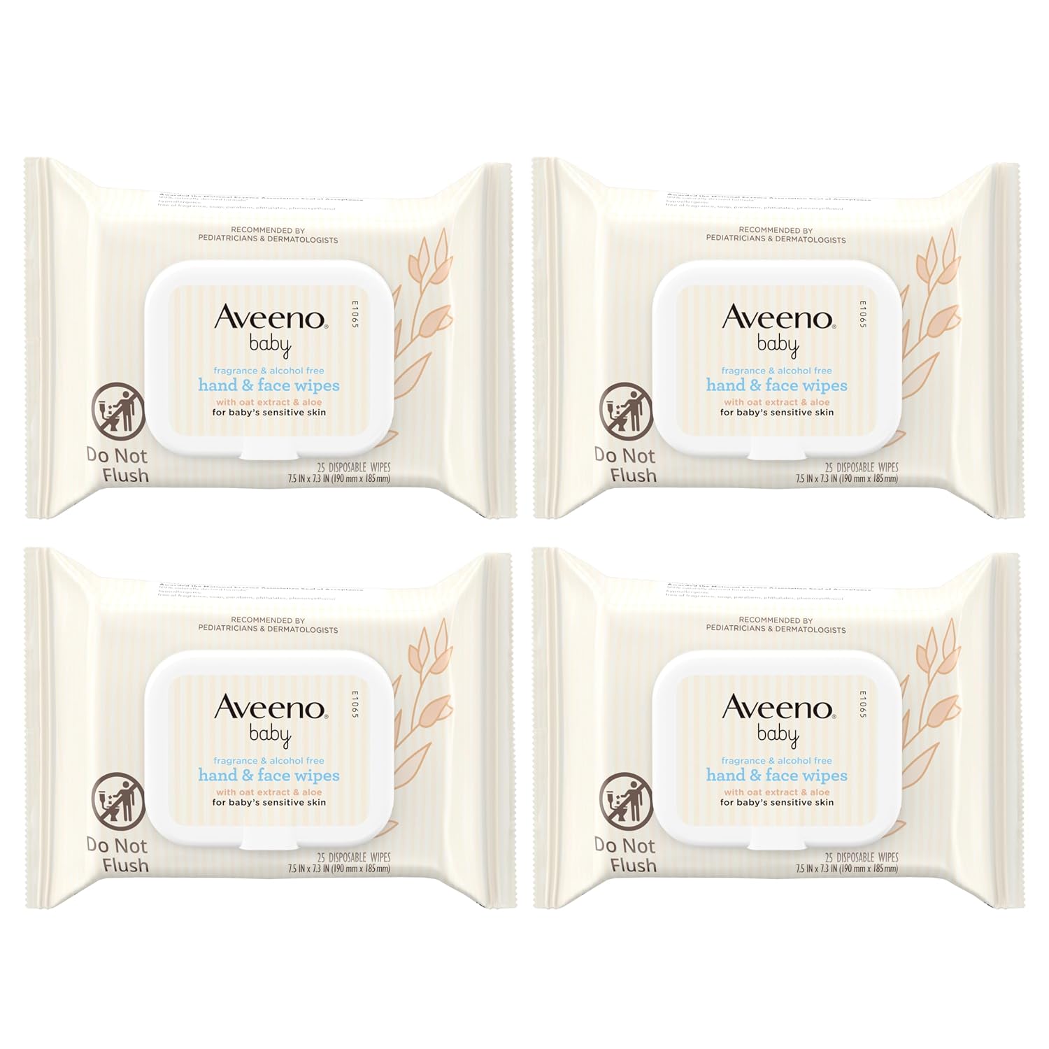 Fragrance-Free Hand & Face Wipes with Oat Extract & Aloe, Cleansing & Moisturizing Baby Wipes for Sensitive Skin