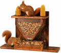 Large Wooden Squirrel Feeder Box for Outside, Window, Corn Holder, Platform