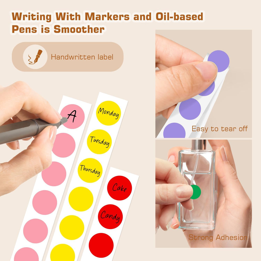1/2 Inch 8 Colored Dot Stickers, 4000PCS Multi-Color Circle Labels