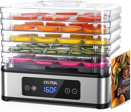 Food Dehydrator, 5 Stainless Steel Trays, 400W, 160°F Temp Control | 95-160℉ Temp | 48H Timer | 360° Airflow |