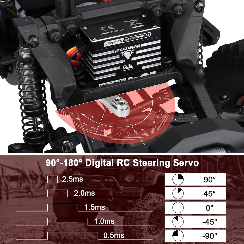Waterproof 45KG Servo Coreless Motor 8.4V HV Servo High Torque Servo Full Metal Gear RC Servo Programmable for 1/8