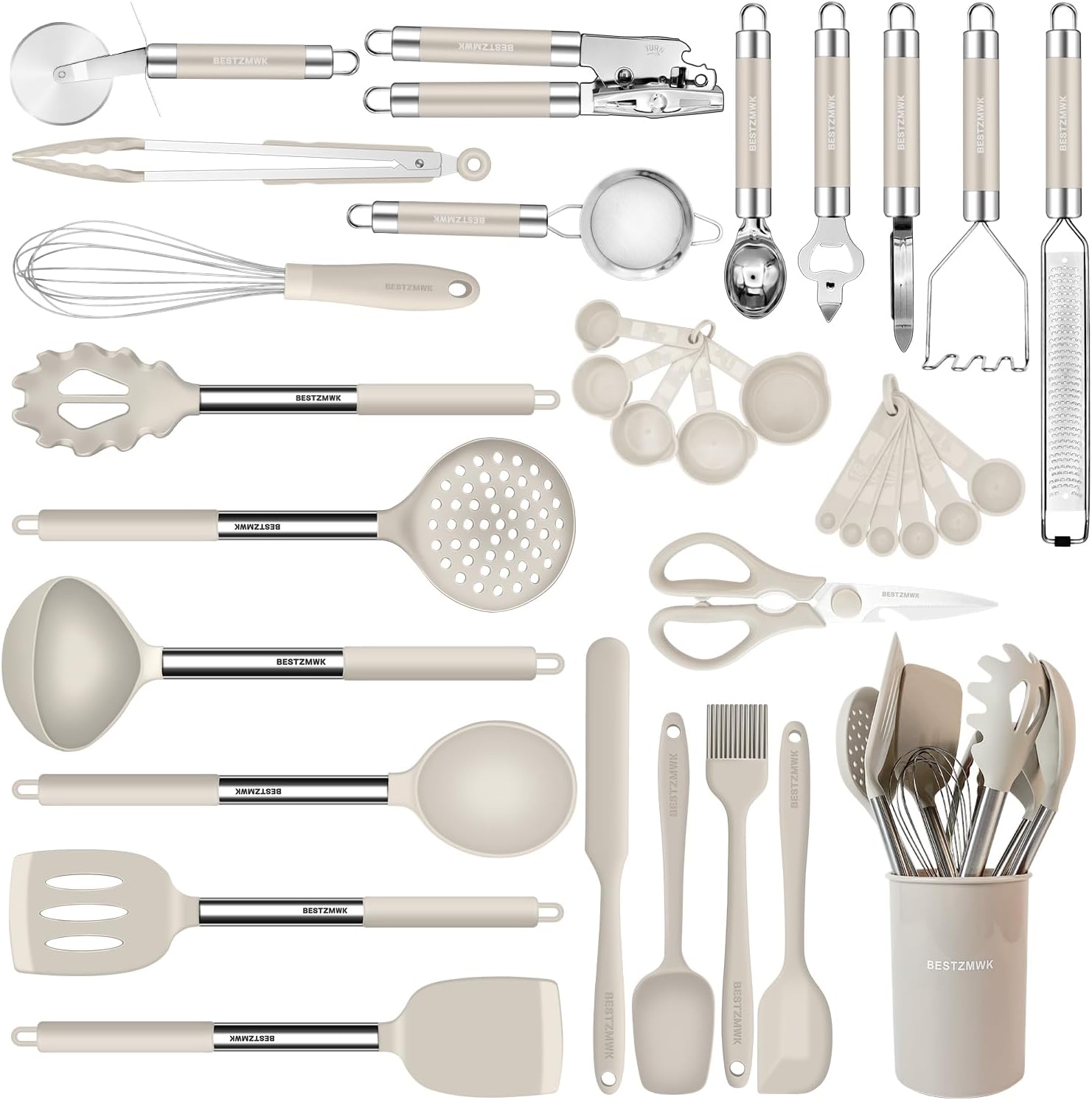 Kitchen Utensils Set-Silicone Cooking Utensils-33pcs Non-Stick Silicone Cooking Kitchen Utensils Spatula Set with