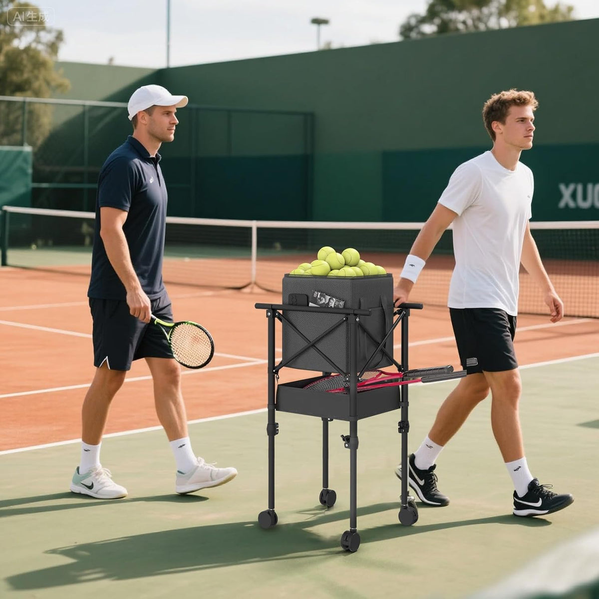 Tennis Ball Hopper with Wheels, Foldable Pickleball Basket