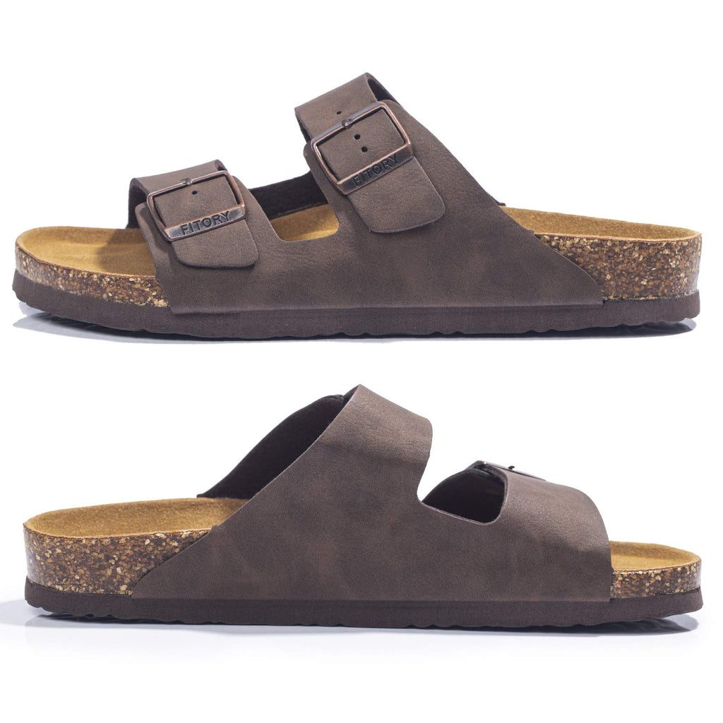Mens Sandals,Arch Support Slides Adjustable Buckles Cork Footbed