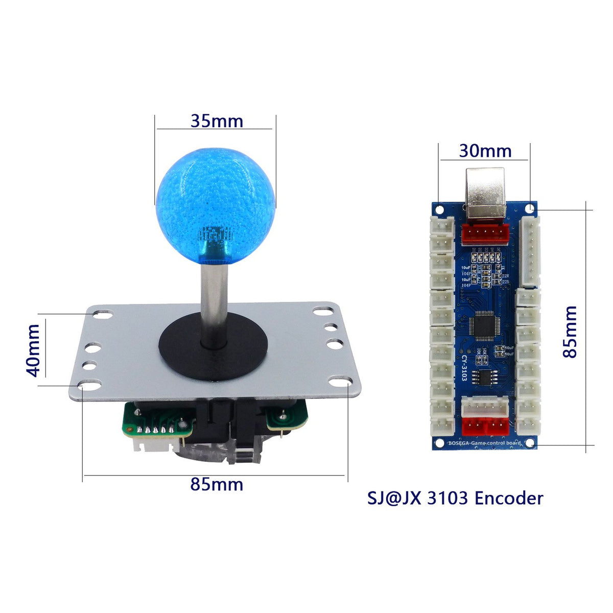 Arcade Game Stick DIY Kit Buttons with Logo 8 Way Joystick USB Encoder Cable Controller for PC PS3 PS2 MAME Raspberry