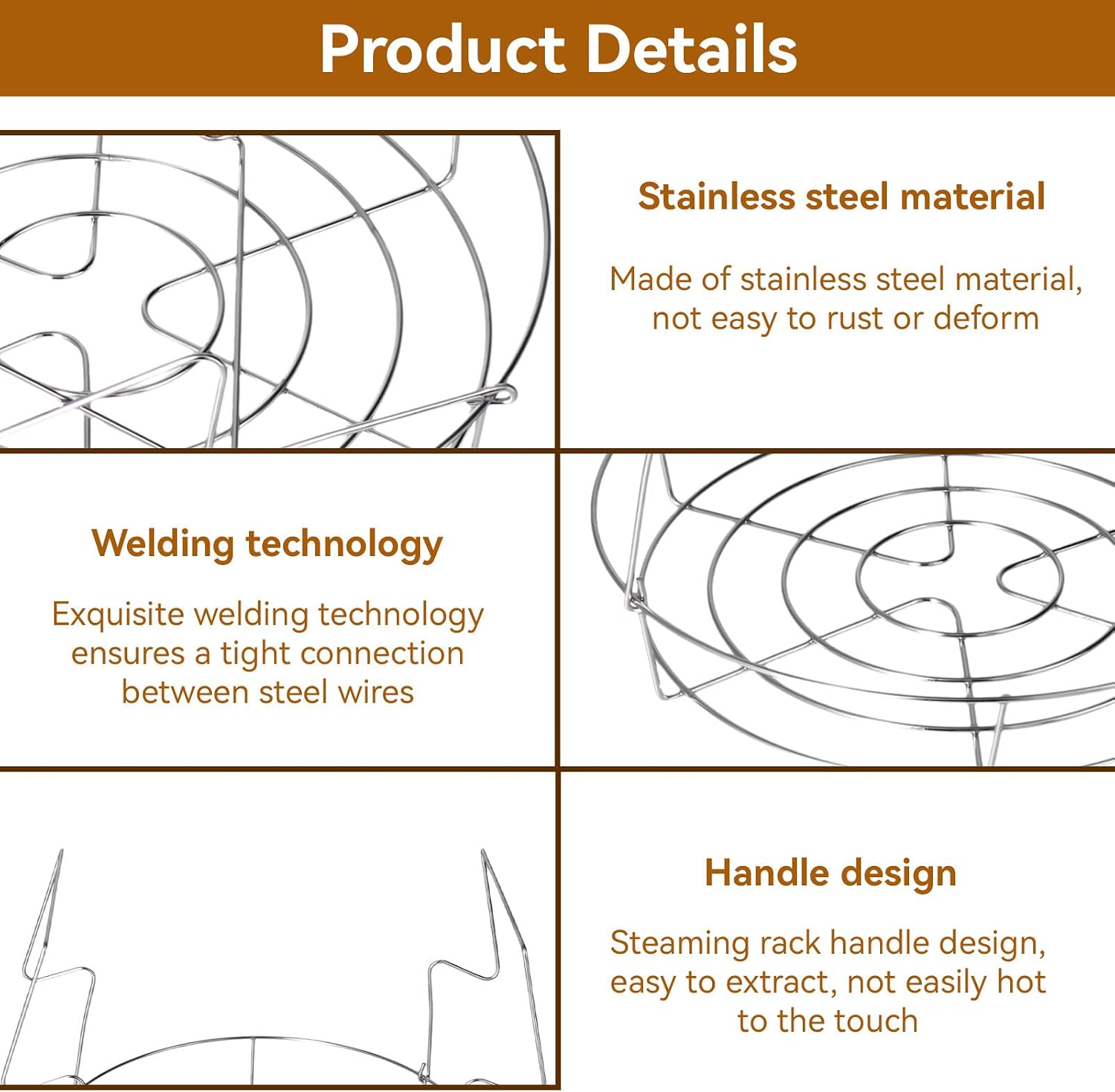 Canning Rack, Steamer Rack Stainless Steel Canning Rack Water Bath Canner Rack with Handles Wire Canner Rack Water