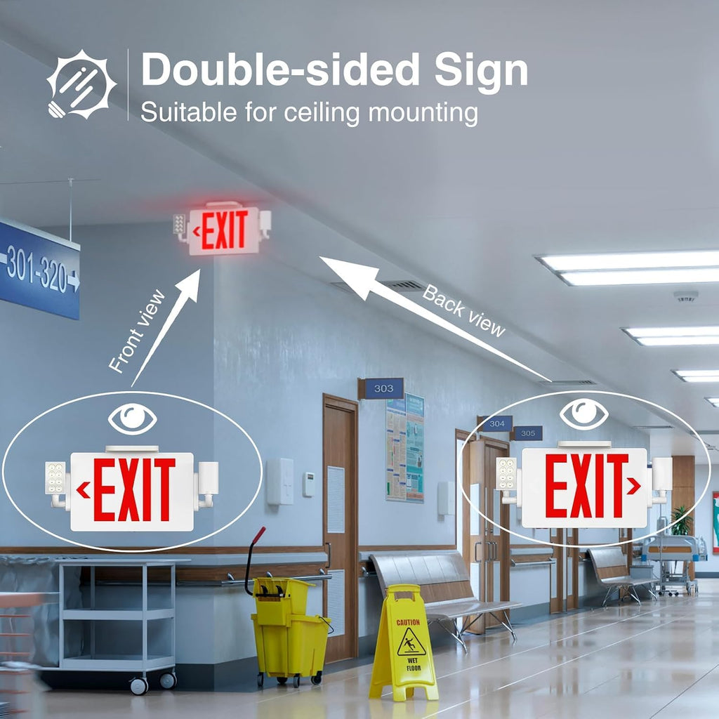6 Pack Commercial Double-Sided Exit Sign with Adjustable Heads
