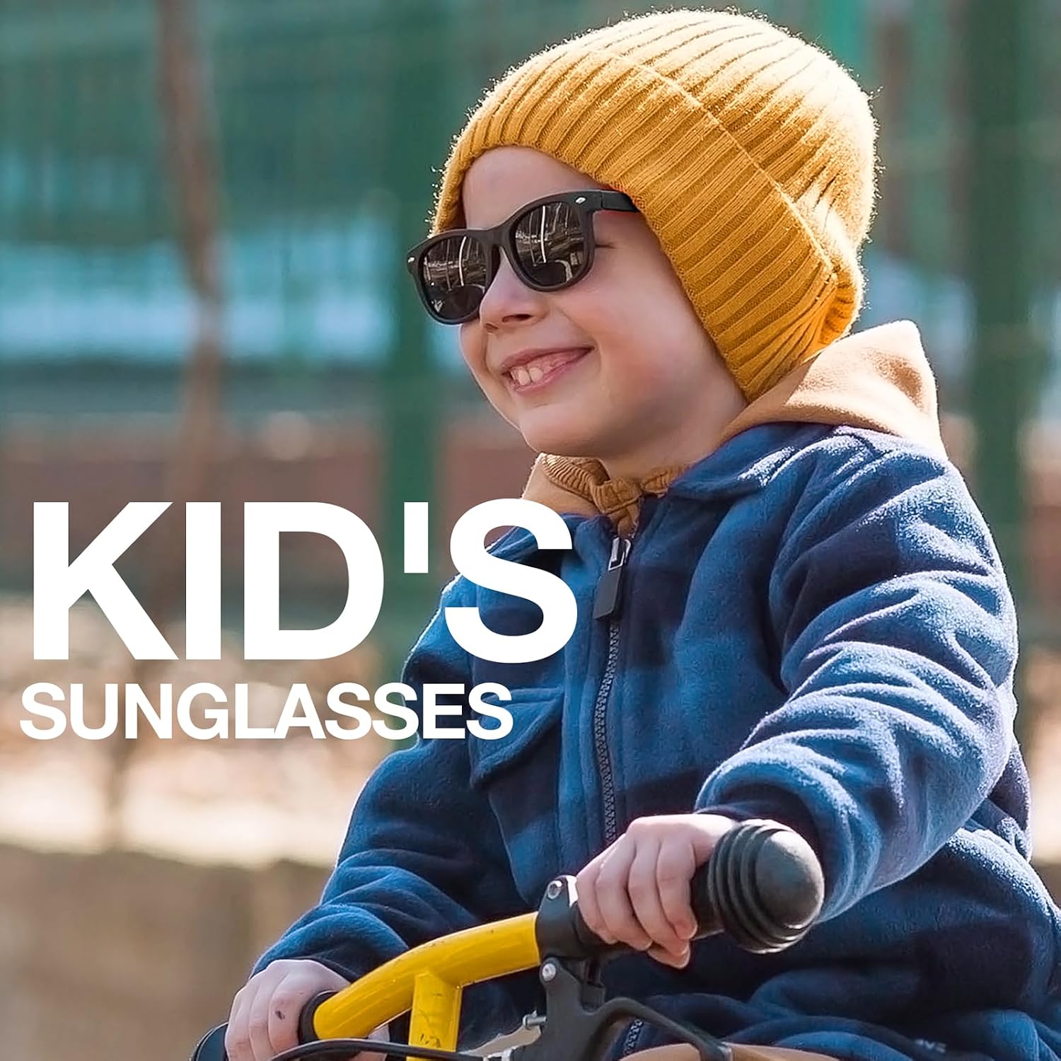 Kids Sunglasses Polarized UV400 TPE with Strap for Boys Girls RBK004 | Flexible rubber frame with UV protection and