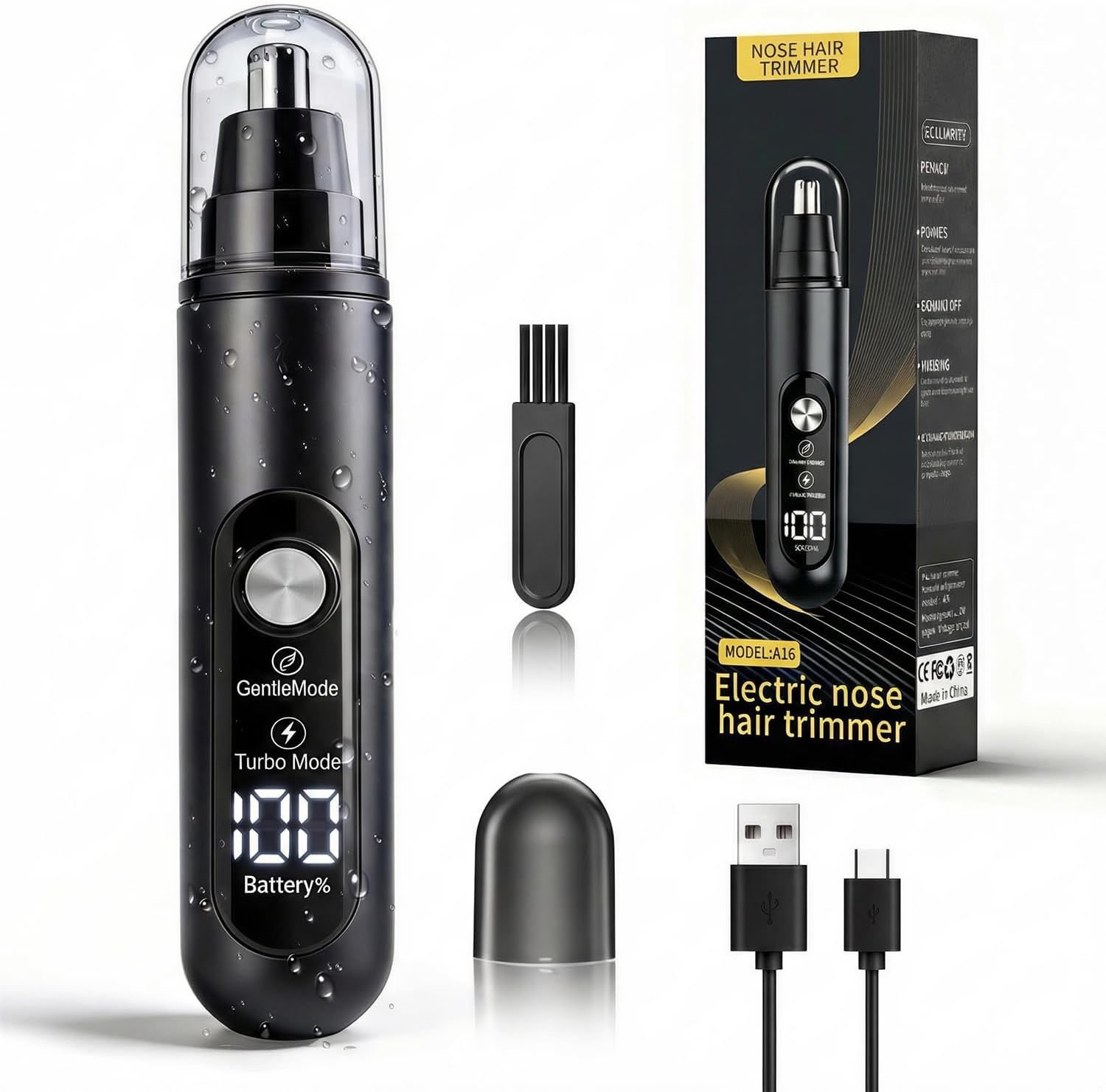 Ear & Nose Hair Trimmer, Professional Painless Eyebrow and Facial Hair Trimmer for Men and Women, C-Type