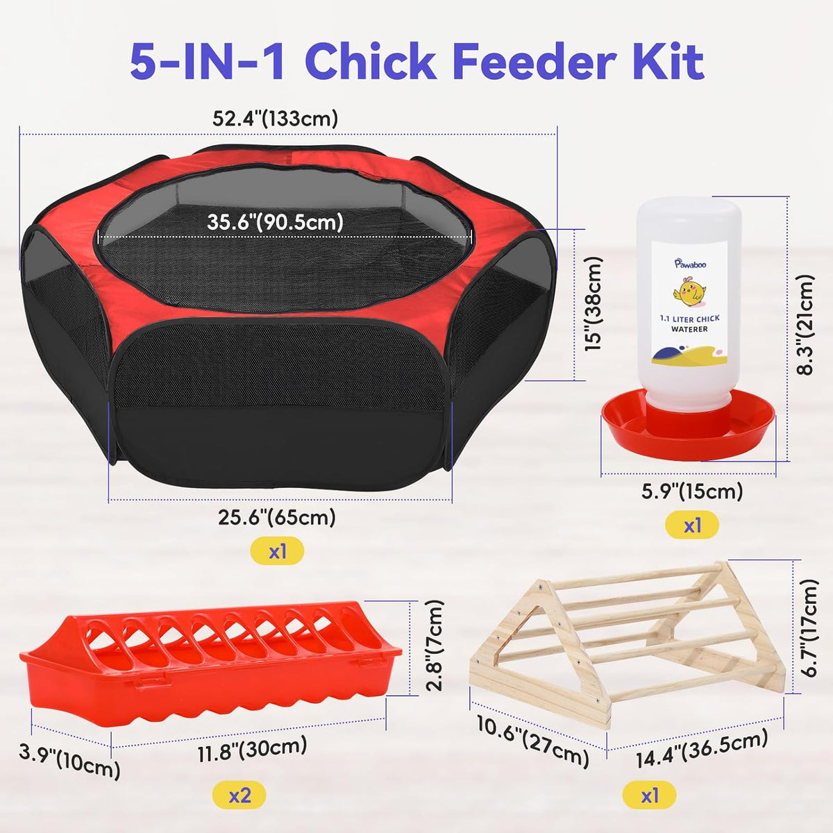 Chick Brooder Box for Chick Starter Kit, Red+Black