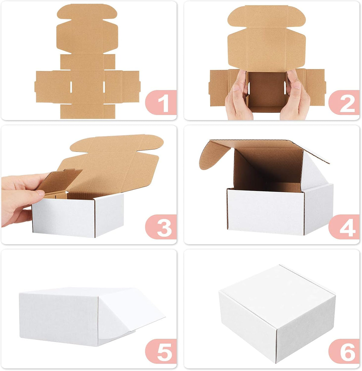 9x6x2 Shipping Boxes Small Corrugated Cardboard Box - 25 Pack White Mailing Boxes for Packaging Small Business