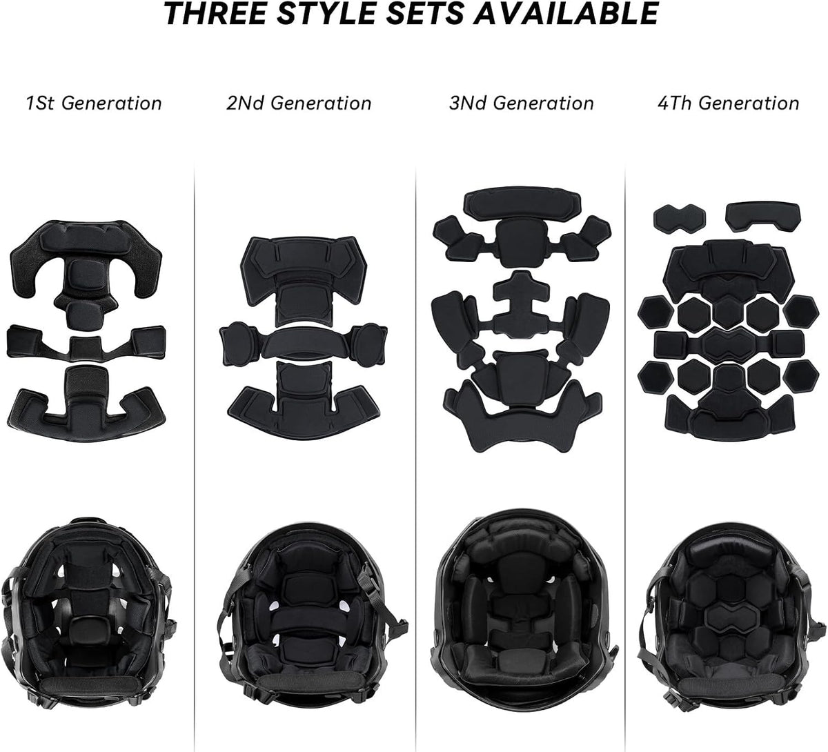 Tactical Helmet Pads - Universal Replacement Internal Memory Foam Pad Inserts for ACH, MICH, EXF Helmets