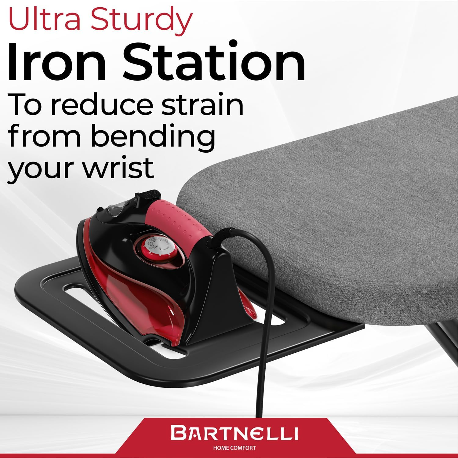 by Rorets Ironing Board Made in Europe | Iron Board with 4 Layered Cover & Pad, Height Adjustable up to 36" Features
