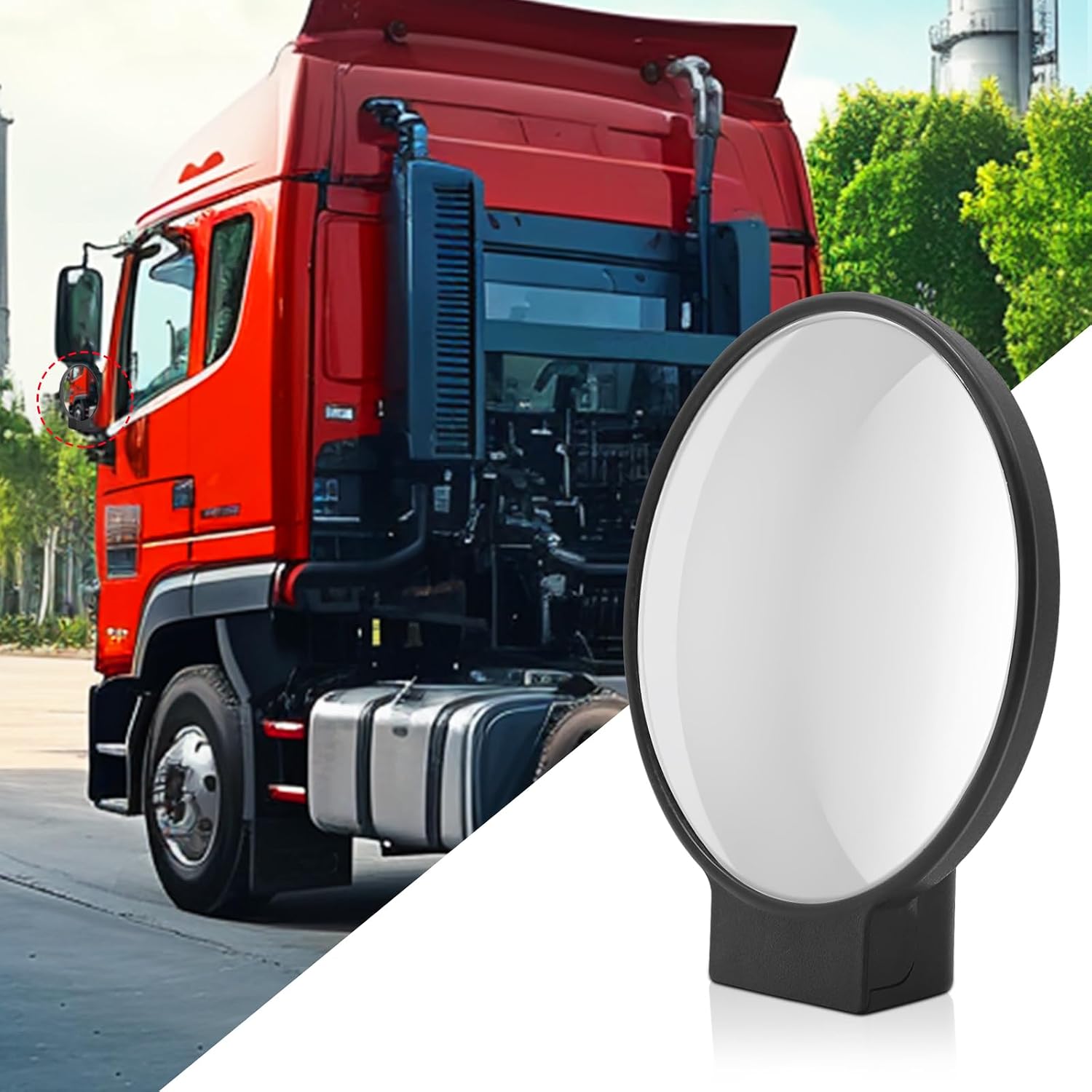 Tractor Mirrors Convex Truck Forklift Mirror Wide Angle Adjustable Side Rear View Blind Spot Reduction Black (2, 5.83