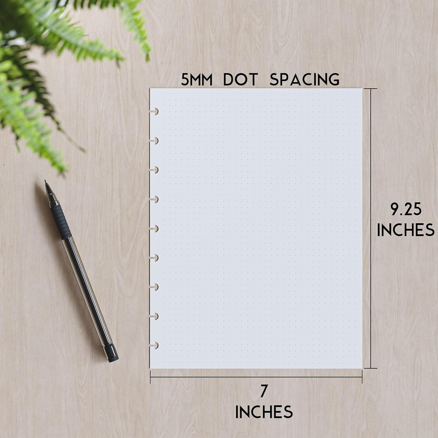 Discbound Dotted Grid Paper, 120 GSM Refill, 200 Sheets (400 Pages), 9 Disc Pre-Punched Happy Planner Inserts, Loose