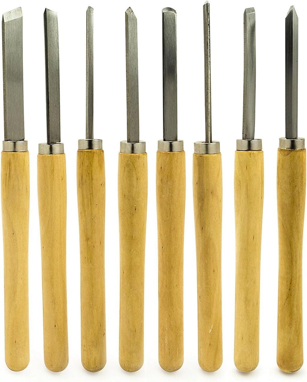 Professional Quality Wood Turning Chisel 8 pcs Set Included Lathes: 2 Skew 1 Spear Point 1 Parting 1 Round Nose & 3