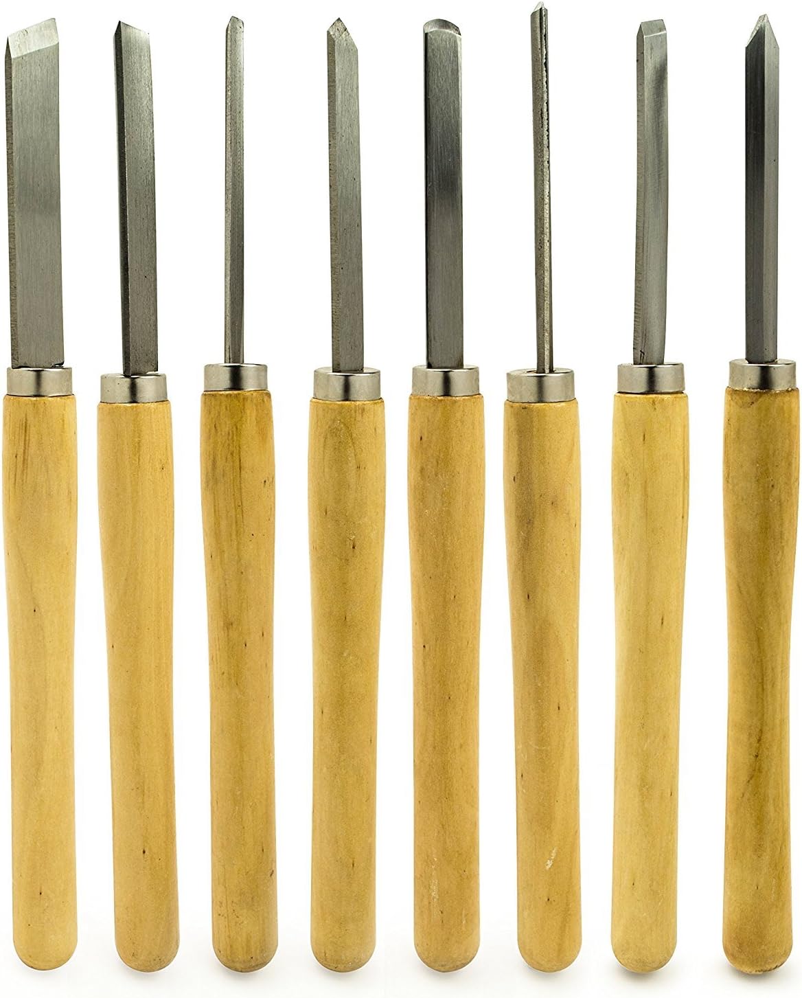 Professional Quality Wood Turning Chisel 8 pcs Set Included Lathes: 2 Skew 1 Spear Point 1 Parting 1 Round Nose & 3
