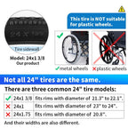Wheelchair Solid Tires 1 Pair 24x1 3/8" Flat-Free PU Replacement