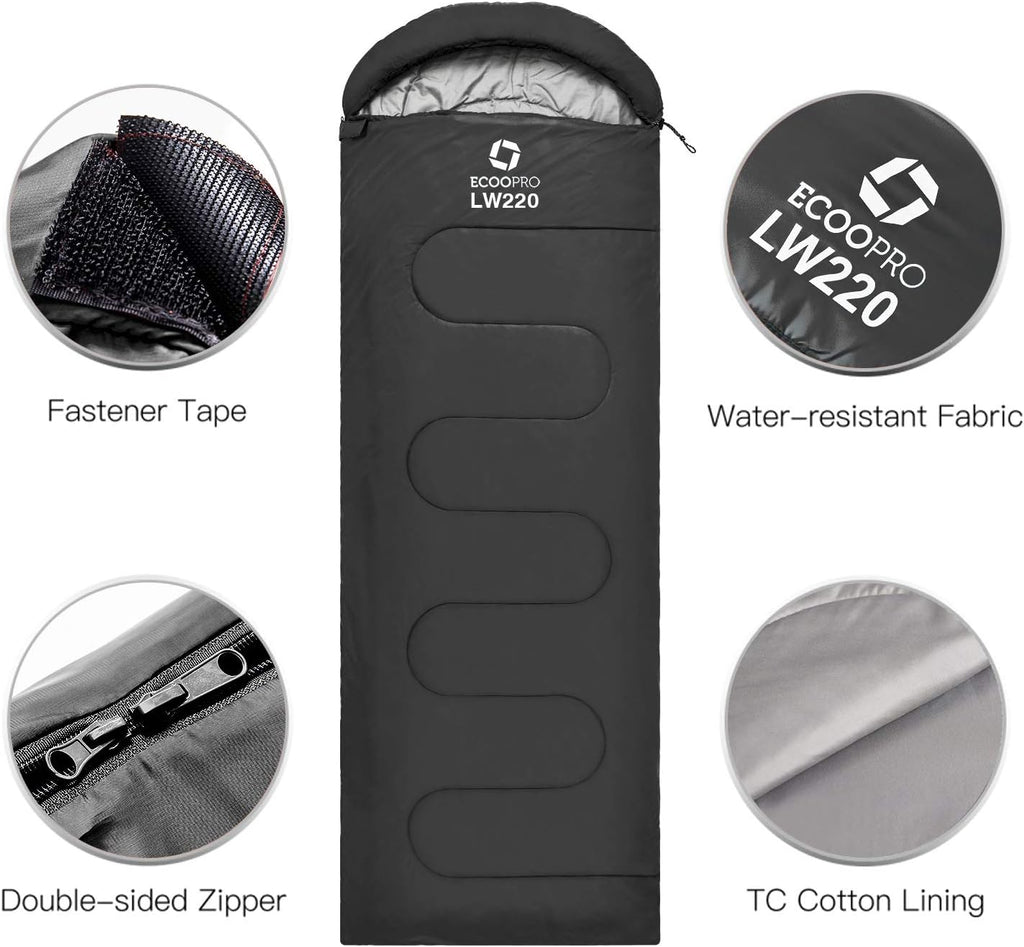 Warm Weather Sleeping Bag - Portable, Waterproof, Compact Lightweight, Comfort with Compression Sack - Great for