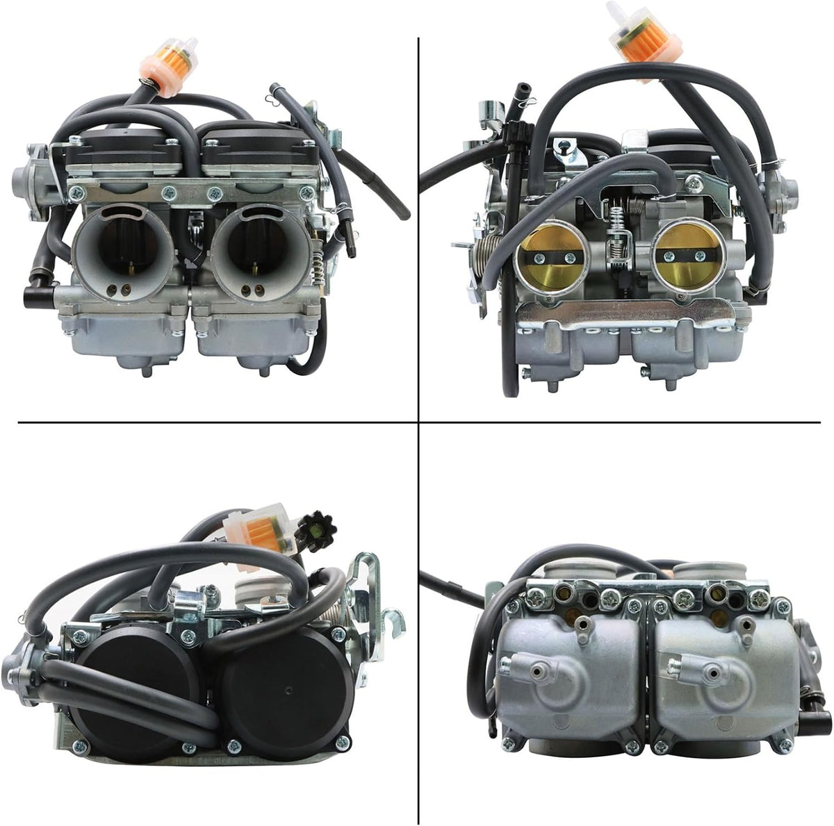 Priprilod Dual Carburetor Compatible with Ninja 250R EX250 EX250J 1988-2012 | Complete Carb Kit with Fuel Lines Tee Connector Gaskets | Replaces 15001-1433 15003-1602 15004-0020