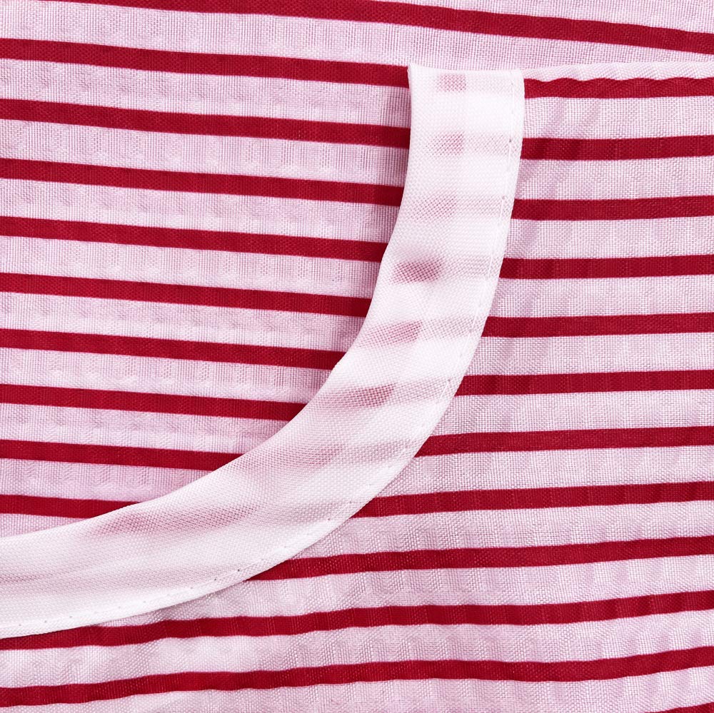 Seersucker Barber Cape, 45" x 54", Red/White Stripe | Water-Resistant 100% Polyester Cutting & Styling Cape