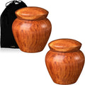 2 Packs Wooden Small Urns for Human Ashes Keepsake, Mini Cremation Urn for Adult Male Female Pet,Keepsake Wood Urns