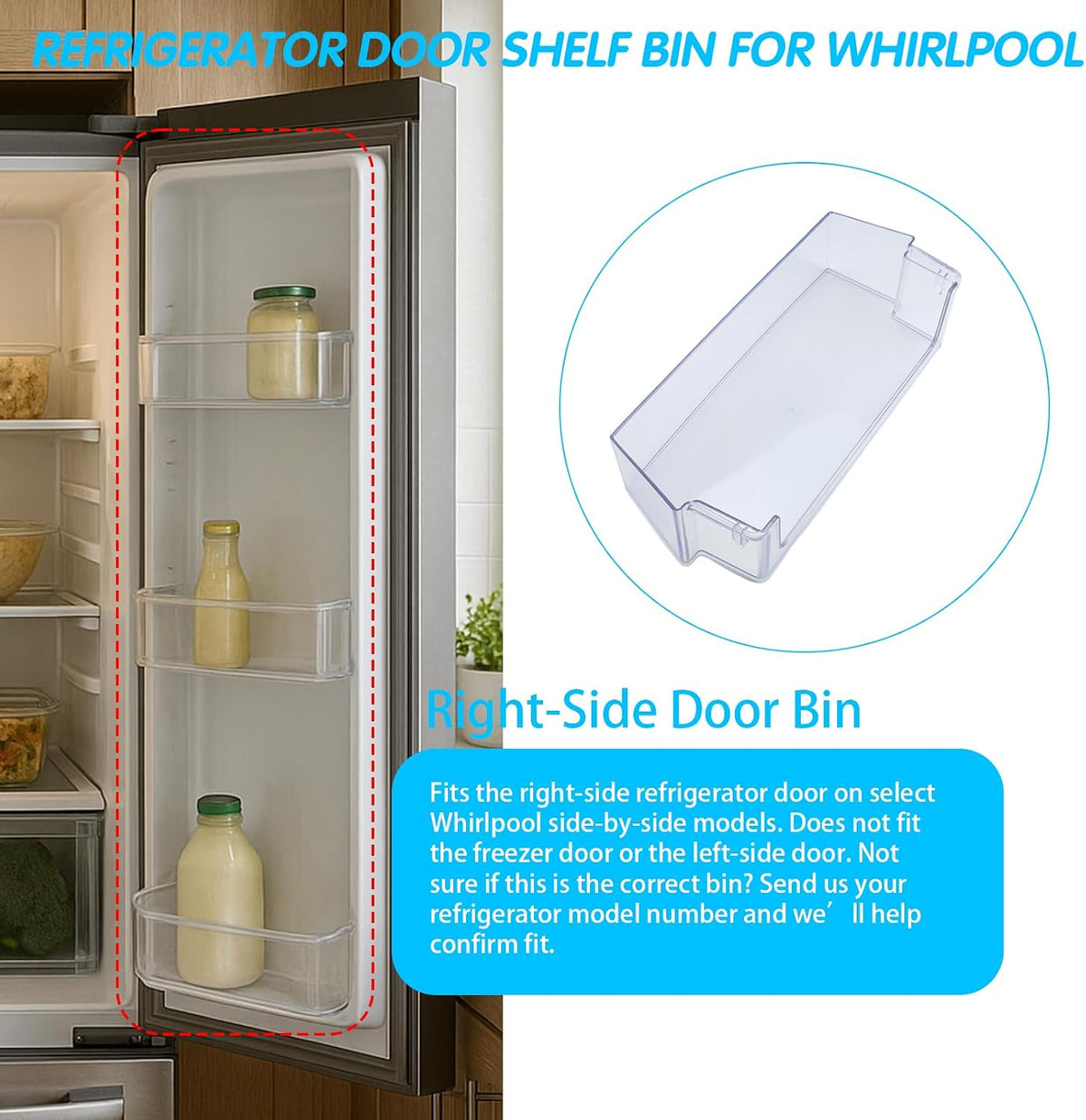 WRS555SIHZ00 WRS325SDHZ01 WRS321SDHW08 1-Pack Refrigerator Door Shelf Bin