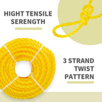 1/4 Inch × 50 FT Yellow Twisted Polypropylene Rope