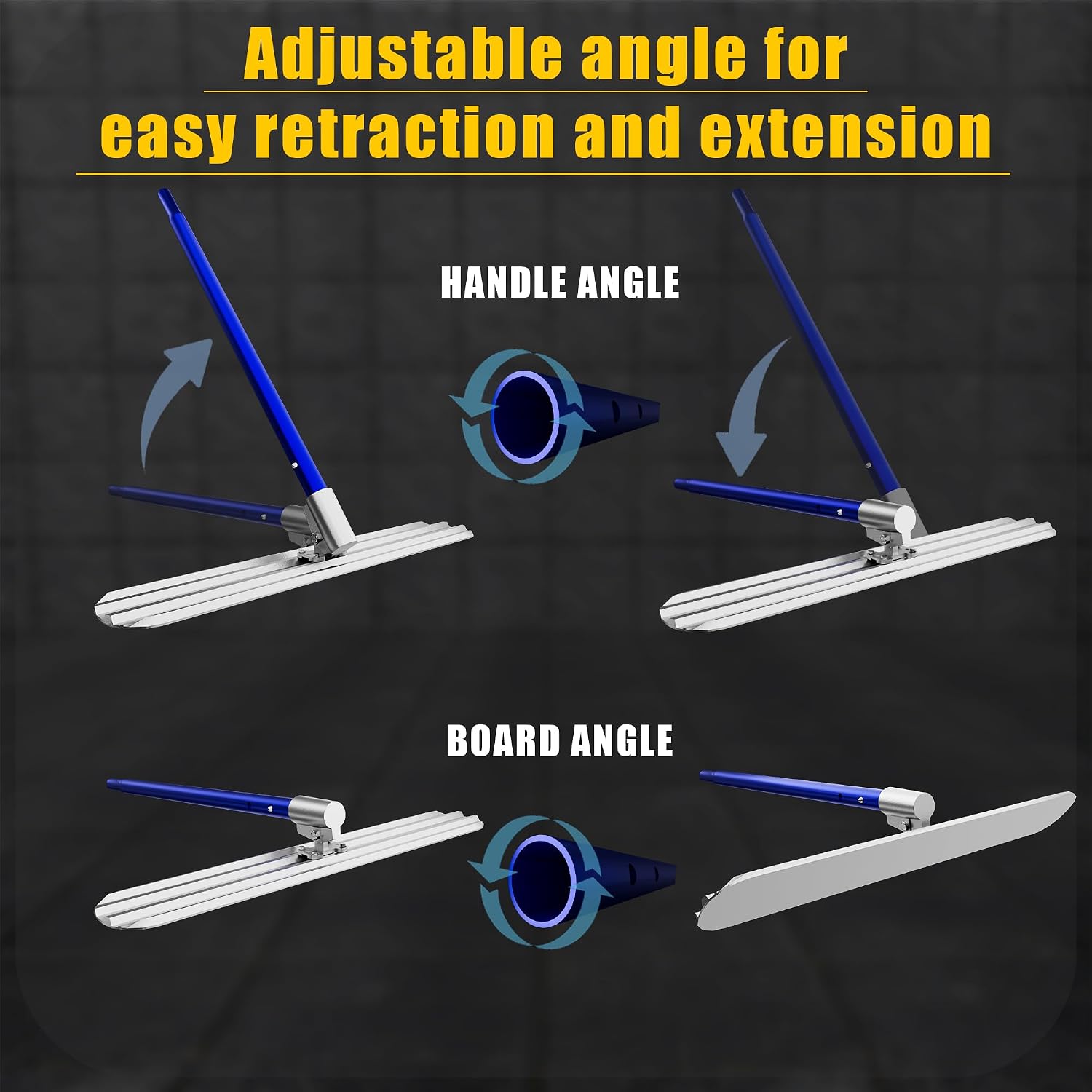Bull Float Concrete Tools, 48"×8" Magnesium Aluminum Alloy Concrete Float | 4 Combinable Handles, Carrying Toolbox