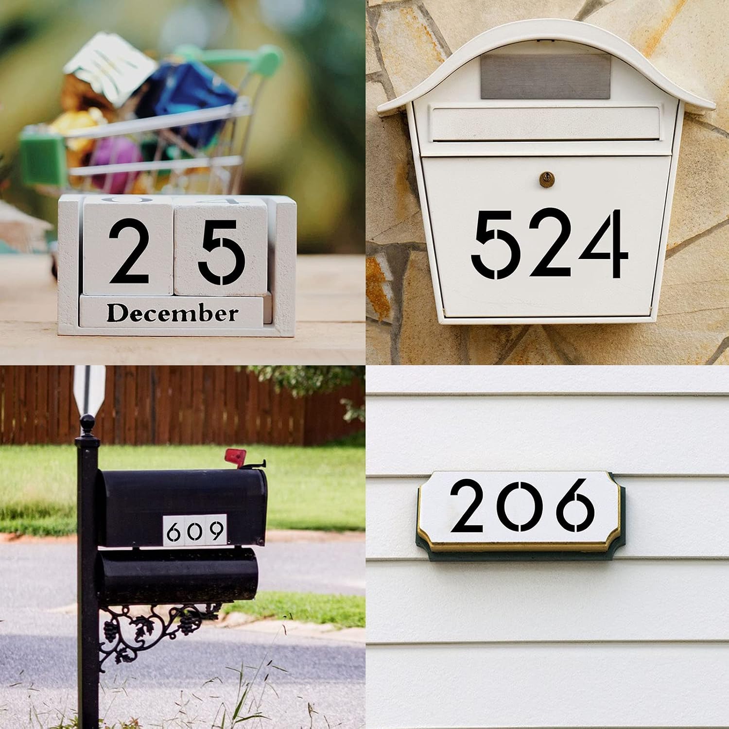 DXCYZ 3 Inch Large Number Stencils Kit 0-9 Address Number Stencil, 10PCS Reusable Plastic Painting Number Templates