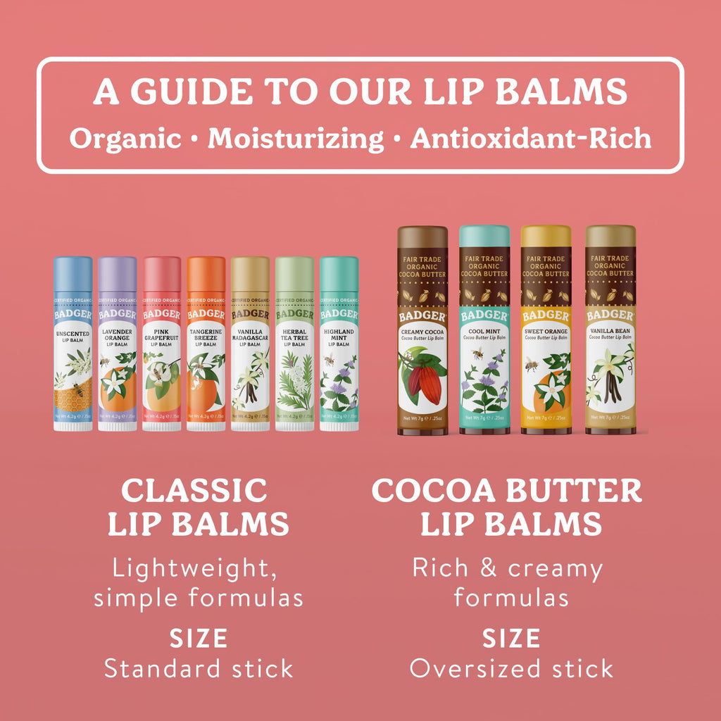Pink Grapefruit Classic Organic Lip Balm, 4 Pack