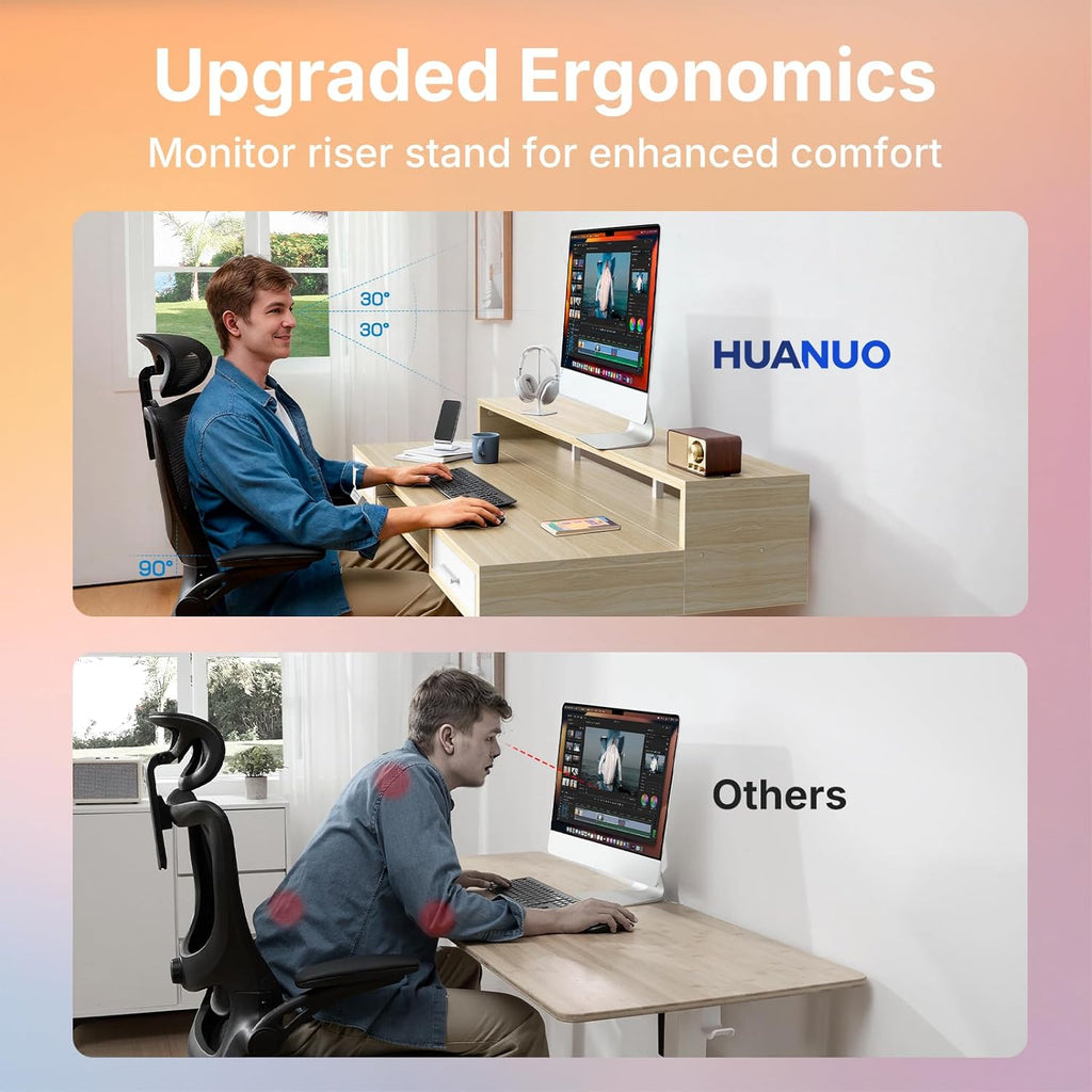 55″ x 26″ Electric Standing Desk with 2 Drawers &24.4″ Large Keyboard Tray, C-Clamp Mount Compatible, Adjustable